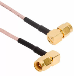 Coaxial cable, SMA plug (angled) to SMA plug (angled), 50 Ω, RG-316/U, grommet black, 457 mm, 135104-01-18.00