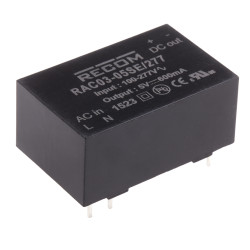 Zasilacz impulsowy nap. wyjściowe: 5V dc 3W 600mA 1 wyjście nap. wejściowe: 120 → 430 V dc, 85 → 305 V ac