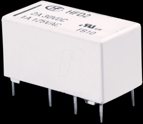 HFD2/012-S-D Signal relay, 12 V, monostable, 2 changeover contacts 2A