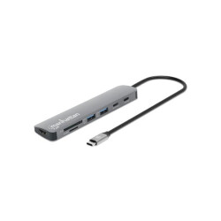 Manhattan 190442 USB-C Dock/Hub with Card Reader, Ports (x5): HDMI, USB-A (x2)