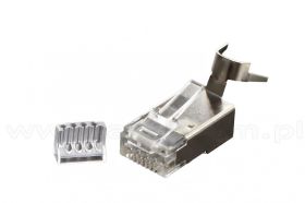 Wtyk 8p8c, RJ-45, kat.8, na przewód okrągły, wkładka dwupoziomowa