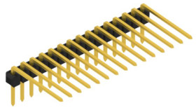 Pin header, 15 pole, pitch 2.54 mm, angled, black, 10056237