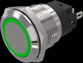 Signal light, 12 V (AC), 12 V (DC), green, Mounting Ø 19 mm, LED number: 1, 82-5551.0133