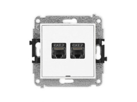 MINI Gniazdo komputerowe podwójne 2xRJ45 kat.7 ekranowane 8-stykowy bez p.opis. biały MGKBO-10 KARLIK