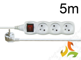 Przedłużacz, listwa zasilająca 3 gniazda z uziemieniem, z wyłącznikiem 5m P1315 EMOS