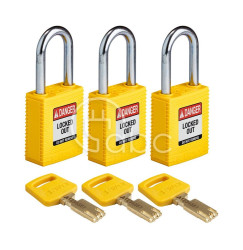 Kłódka LOTO SafeKey nylonowa, szekla stalowa 38 mm, żółta (3 szt.), 150246