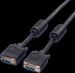 04.11.65 VGA monitor cable, 15-pin VGA connector, ferrite + DDC, 15 m