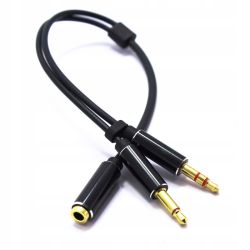 Jack przejście 2x 3.5 wtyk słuchawki i mikrofon / gniazdo 3.5 4-polowe