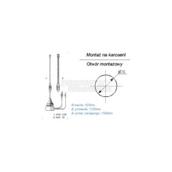 Antena sam. AAS-15 290mm podstawa anteny z przewodem