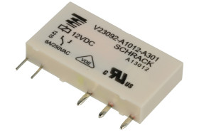 Przekaźnik; elektromagnetyczny miniaturowy; V23092-A1012-A301; 12V; DC; 1 styk przełączny; 6A; 250V AC; do gniazda; do druku (PC