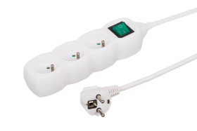 Przedłużacz 3-gniazdowy, 5m biały, z wyłącznikiem, 3x1,0mm OWY 35350