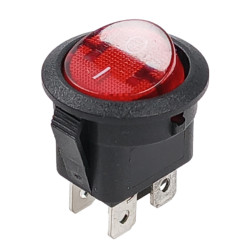 Przełącznik kołyskowy - SMRS201R - 6A/250V - podwójny - okrągły - ON/OFF - czerwony