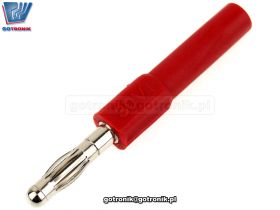 Adapter wtyk banan 4mm na wtyk banan 2mm czerwony