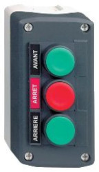 Kaseta ciemnoszara przyciski zielony kryty/czerwony kryty/zielony kryty O22 XALD311