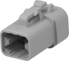 Socket, 4 pole, straight, 2 rows, gray, DTP06-4S