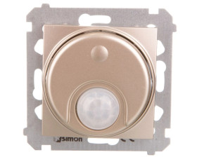 Simon 54 Łącznik z czujnikiem ruchu z przekaźnikiem z zabezpieczeniem 8(2)A złoty mat DCR11P.01/44