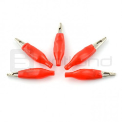 Złącze krokodylkowe 30mm czerwone - 5szt.