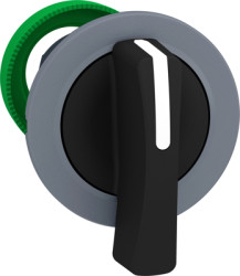Toggle switch, 2 positions, unlit, latching, waistband round, black, front ring gray, 90°, mounting Ø 30.5 mm, ZB5FJ2C0