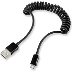 Renkforce RF4087422 USB-A to Lightning Spiral Cable 0.95m Black USB 2.0 MFi