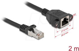 90776 Network Extension Cable S/FTP RJ45 plug to RJ45 jack Cat.6A 2 m