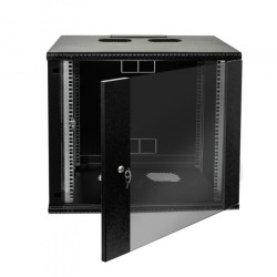 Szafa wisząca 19 9U/400mm drzwi przeszklone otwierane boki RAL 9005 BOCK-019-090-400-C