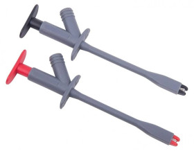 Zestaw zacisków krokodylkowych w stylu tłokowym z przemysłowymi szczękami (max 12mm) dł. 158cm CATIII 1000V 10A CEM CF-734760