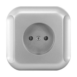 TOPAZ Gniazdo pojedyncze podtynkowe bez uziemienia GPt-15t srebrne