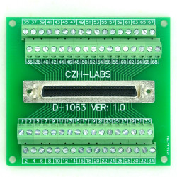 CZH-LABS 68-pin 0.05&quot; Mini D Ribbon/MDR Female Breakout Board, SCSI, Terminal Module.