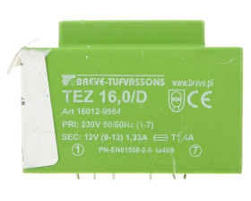 Transformator 1-fazowy TEZ 16,0/D 230/12V /do druku/ 16012-9964