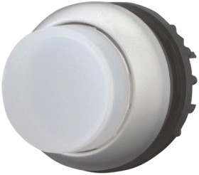 Pushbutton, illuminable, groping, waistband round, white, front ring silver gray, mounting Ø 22.5 mm, 216965
