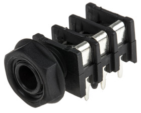 Złącze Jack 6,35 mm Żeński Stereo Montaż na płytce drukowanej Czarny 2 kV DC