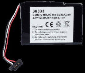 GPS navigation battery for Medion GoPal, 1250 mAh
