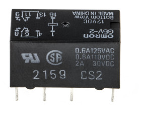 Przekaźnik sygnału, 12V dc, 2 A, DPDT, 2-polowy, montaż PCB, Omron G5V