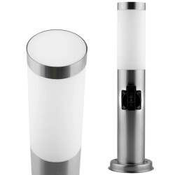 Lampa Ogrodowa Zewnętrzna E27 INOX SŁUPEK 45cm z Gniazdem 230V Lilium Lumiled