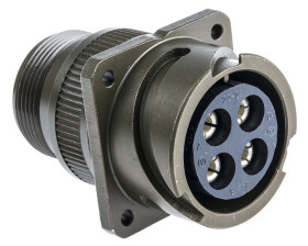 Złącze 4-pinowe Żeński Amphenol Żeński Montaż ścienny MIL-DTL-5015 rozmiar 22