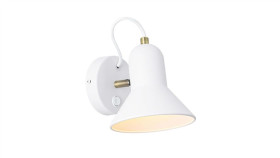 Kinkiet Ścienny Astama Biały Z Metalowym Kloszem I Włącznikiem Do Sypialni...