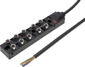 VK001109 Rozdzielacz, 23x164x31mm, 10-30V DC, 10x M8 3-pin, stały rozdzielacz kabla / podłączony kabel magistrali, IP67