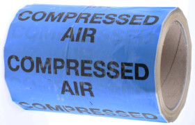 Taśma do oznaczania rur Niebieski PP, winyl, text Compressed Air, Dim. W 150mm x L 33m RS PRO