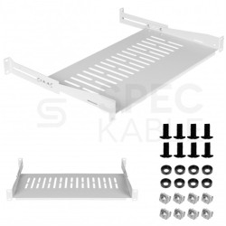 Półka regulowana do szafy RACK 19" 1U 250mm (350mm) szara NEKU