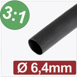 Quadrios 24CA286 Heatshrink adhesive Black 6.40mm 3:1 shrink per metre