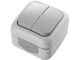 PALMIYE IP54 Wyłącznik podwójny świecznikowy 2-grupowy n/t szary 90555502 VIKO PANASONIC