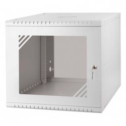 Szafa wisząca RACK 19" 9U 600mm drzwi szklane szara PRO