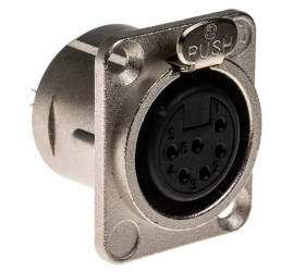 Złącze XLR 6 -pinowe Montaż na panelu Żeński Naturalny