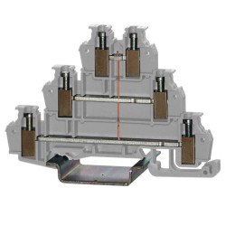 Blok zacisków przelotowych RS PRO poziomy: 3Zacisk klatkowy 24A 250 V