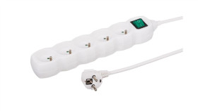 Przedłużacz 5-Gniazdowy, 1,5M, Biały, Z Wyłącznikiem, 3X1,0Mm Owy / 35515