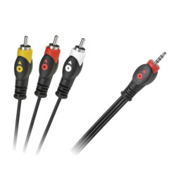 KABEL PRZEWÓD POŁĄCZENIOWY JACK 3,5mm 4-POL- 3x RCA Chinch 3m Łezka