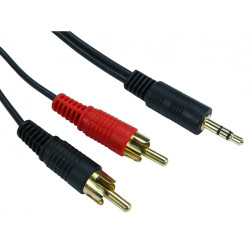Kabel RCA złącze A: Jack stereo 3,5 mm złącze B: RCA x 2 długość 2m RS PRO Czarny rodzaj A Męskie rodzaj B Męskie