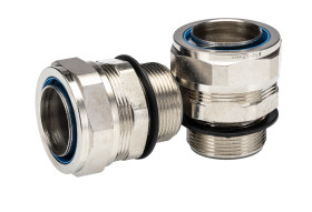 Łącznik do kanałów kablowych Adaptaflex gwint M32 32mm Przegub Mosiądz IP65 Srebrny