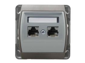 GAZELA Gniazdo komputerowe podwójne kat.6 KRONE srebro + tytan GPK-2J/K6/m/18/23 OSPEL