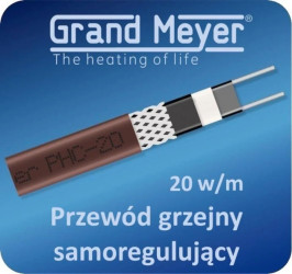 Kabel grzejny samoregulujący ekranowany GRAND MEYER PHC-20, 20W/m